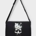 Siyah Hello Kitty Baskılı Postacı Çantası
