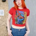 Kırmızı Spiderman Bisiklet Yaka Karakter Örümcek Adam Crop Top Bluz