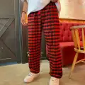 Kırmızı Ekose Desen Bel Lastikli Kırmızı Pijama