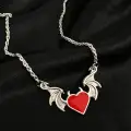 Gothic Kırmızı Kalp Yarasa Kolye Özel Tasarım