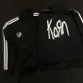 Korn Nakışlı Logolu Çizgili Siyah Ceket