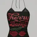 Siyah Cherry Bomb Dantelli Ek Askılı Crop