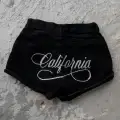 Siyah California Taşlı Y2K Mini Şort