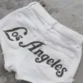 Beyaz Los Angeles Taşlı Y2K Mini Şort