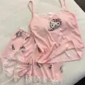Pembe Hello Kitty Dantel Detaylı Alt Üst Takım