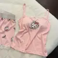 Pembe Hello Kitty Dantel Detaylı Alt Üst Takım