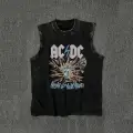 ACDC Yıkanmış Eski Retro Atlet Bisiklet Yaka Yıkamalı Vintage Unisex Oversize