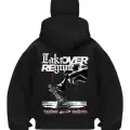 Allover Reg Baskılı Siyah Samuray Kar Maske Sweatshirt Hırka