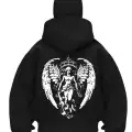 Angels Baskılı Siyah Samuray Kar Maske Sweatshirt Hırka