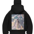 Angels Warrior Baskılı Siyah Samuray Kar Maske Sweatshirt Hırka