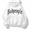 BadPeople Beyaz Taş Baskılı Oversize Unisex Kapüşonlu Sweat