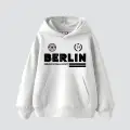 Berlin Baskılı Oversize Unisex Premium Beyaz Hoodie