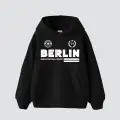 Berlin Baskılı Oversize Unisex Premium Siyah Hoodie