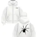 Beyaz Armor Spider Baskılı Kar Maskeli Unisex Sweatshirt Hırka