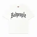 Beyaz BadPeople Beyaz Taş Baskılı Oversize Unisex T-shirt