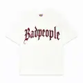Beyaz BadPeople Kırmızı Taş Baskılı Oversize Unisex T-shirt