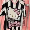 Beyaz Hello Kitty Beyzbol Baskı Detail Jersey Kısa Kol Forma