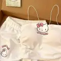 Beyaz Hello Kitty Crop Şort Alt Üst Takım