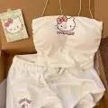 Beyaz Hello Kitty Crop Şort Alt Üst Takım