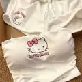 Beyaz Hello Kitty Crop Şort Alt Üst Takım