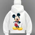 Beyaz Mickey Mouse Baskılı Kar Maskeli Unisex Sweatshirt Hırka