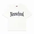 Beyaz NewSchool Mavi Taş Baskılı Oversize Unisex T-shirt