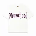 Beyaz NewSchool Pembe Taş Baskılı Oversize Unisex T-shirt