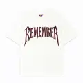 Beyaz Remember Kırmızı Taş Baskılı Oversize Unisex T-shirt