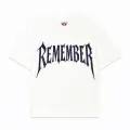 Beyaz Remember Mavi Taş Baskılı Oversize Unisex T-shirt