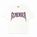 Beyaz Remember Pembe Taş Baskılı Oversize Unisex T-shirt
