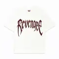 Beyaz Revenge Kırmızı Taş Baskılı Oversize Unisex T-shirt