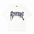 Beyaz Revenge Mavi Taş Baskılı Oversize Unisex T-shirt