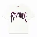 Beyaz Revenge Pembe Taş Baskılı Oversize Unisex T-shirt