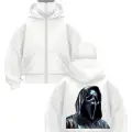 Beyaz Scream Holo Baskılı Kar Maskeli Unisex Sweatshirt Hırka