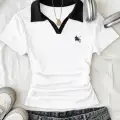 Beyaz Solo Polo Yaka Beyaz Yakalı Bluz