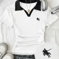 Beyaz Solo Polo Yaka Beyaz Yakalı Bluz