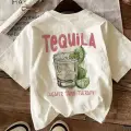 Beyaz Tequila Baskılı Oversize T-Shirt