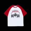 Beyaz Unisex Kırmızı Reglan Baby Metal T-Shirt