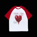 Beyaz Unisex Kırmızı Reglan Hearth Ballon T-Shirt