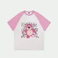Beyaz Unisex Pembe Reglan Cute Bear T-Shirt