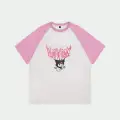 Beyaz Unisex Pembe Reglan Kuromi T-Shirt