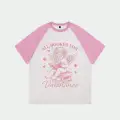 Beyaz Unisex Pembe Reglan Valentines T-Shirt
