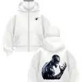 Beyaz Venom Baskılı Kar Maskeli Unisex Sweatshirt Hırka