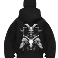 Big Devil Baskılı Siyah Samuray Kar Maske Sweatshirt Hırka