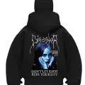 Billie Eilish Baskılı Siyah Samuray Kar Maske Sweatshirt Hırka