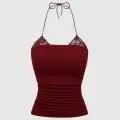 Bordo ek dantell basic siyah crop