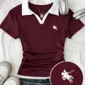 Bordo Solo Polo Yaka Beyaz Yakalı Bluz