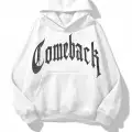 ComeBack Beyaz Taş Baskılı Oversize Unisex Kapüşonlu Sweat