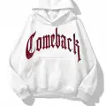 ComeBack Kırmızı Taş Baskılı Oversize Unisex Kapüşonlu Sweat