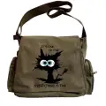 Cute Cat Seriouse Baskılı Unisex Postacı Çantası